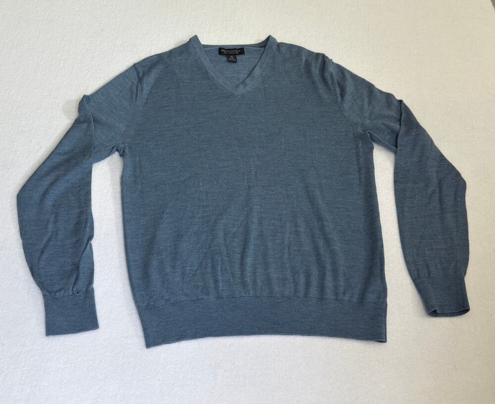 Banana Republic Sweater Mens Medium M Blue 100% Extra Fine Merino Wool